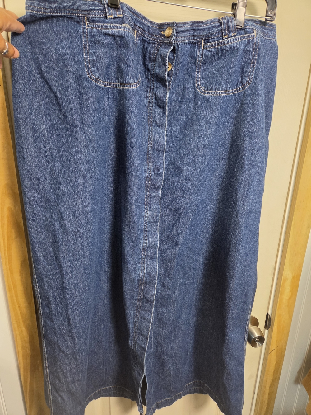 Vintage Denim&Co Blue Button-Front Denim Skirt #0372